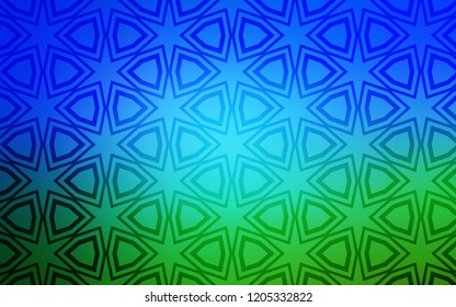 Light Blue, Green vector layout with bright stars. Modern geometrical abstract illustration with stars. Smart design for your business advert.