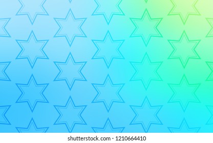Light Blue, Green vector layout with bright stars. Stars on blurred abstract background with gradient. Pattern for new year ad, booklets.
