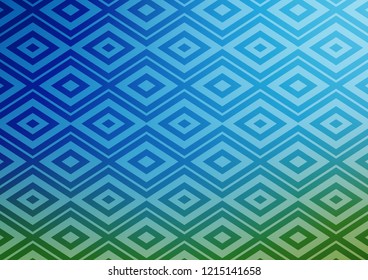 Light Blue, Green vector layout with lines, rectangle. Colorful lines, squares on abstract background with gradient. Backdrop for TV commercials.