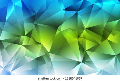 Light Blue, Green vector layout with lines, triangles. Triangles on abstract background with colorful gradient. The template can be used as a background.