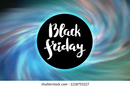 Light Blue, Green vector layout with a black hole, universe. Decorative design in space style with a black hole. Pattern for posters, banners of sales.