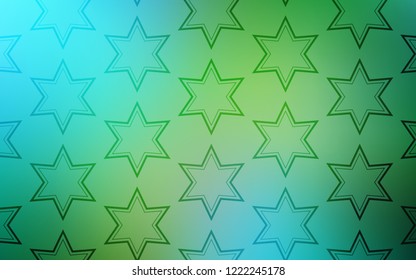 Light Blue, Green vector layout with bright stars. Blurred decorative design in simple style with stars. Smart design for your business advert.