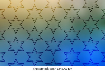 Light Blue, Green vector layout with bright stars. Stars on blurred abstract background with gradient. Best design for your ad, poster, banner.