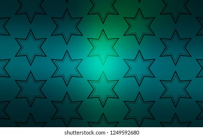 Light Blue, Green vector layout with bright stars. Modern geometrical abstract illustration with stars. Template for sell phone backgrounds.