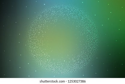 Light Blue, Green vector layout with cosmic stars. Glitter abstract illustration with colorful cosmic stars. Template for cosmic backgrounds.