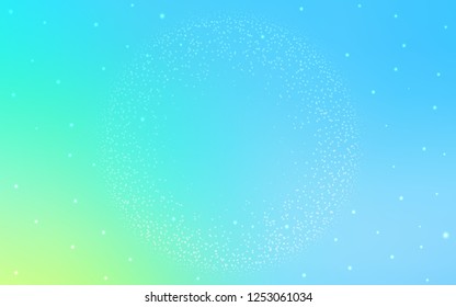 Light Blue, Green vector layout with cosmic stars. Space stars on blurred abstract background with gradient. Pattern for astrology websites.