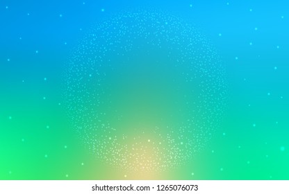 Light Blue, Green vector layout with cosmic stars. Space stars on blurred abstract background with gradient. Best design for your ad, poster, banner.