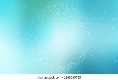 Light Blue, Green vector layout with cosmic stars. Shining illustration with sky stars on abstract template. Smart design for your business advert.