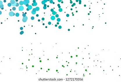 Light Blue, Green vector layout with circle spots. Blurred bubbles on abstract backdrop with colorful gradient. Design for business adverts.