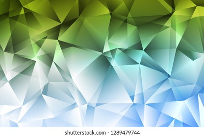 Light Blue, Green vector layout with lines, triangles. Triangles on abstract background with colorful gradient. Best design for your ad, poster, banner.