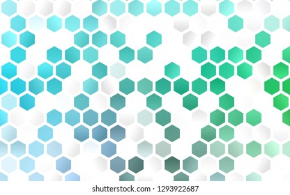 Light Blue, Green vector layout with hexagonal shapes. White background with colorful hexagons. Pattern for texture of wallpapers.
