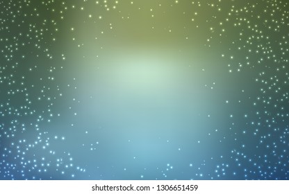 Light Blue, Green vector layout with cosmic stars. Shining illustration with sky stars on abstract template. Smart design for your business advert.