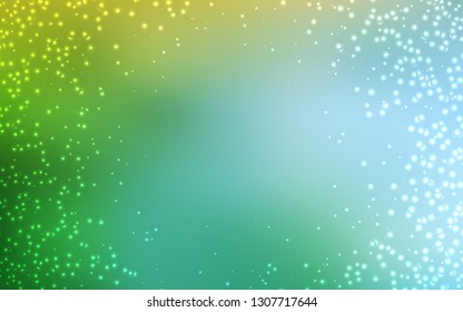 Light Blue, Green vector layout with cosmic stars. Blurred decorative design in simple style with galaxy stars. Smart design for your business advert.