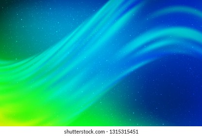 Light Blue, Green vector layout with cosmic stars. Space stars on blurred abstract background with gradient. Pattern for astronomy websites.