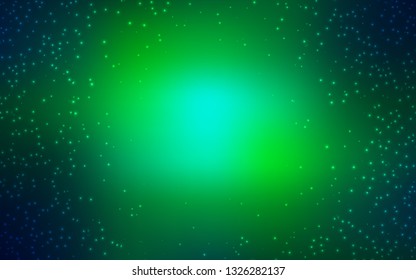 Light Blue, Green vector layout with cosmic stars. Shining illustration with sky stars on abstract template. Smart design for your business advert.