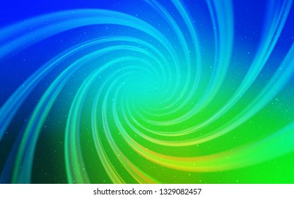 Light Blue, Green vector layout with cosmic stars. Glitter abstract illustration with colorful cosmic stars. Smart design for your business advert.