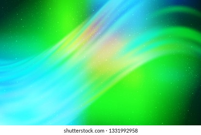 Light Blue, Green vector layout with cosmic stars. Space stars on blurred abstract background with gradient. Pattern for astrology websites.