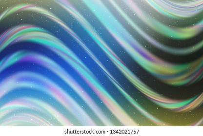 Light Blue, Green vector layout with cosmic stars. Glitter abstract illustration with colorful cosmic stars. Pattern for futuristic ad, booklets.