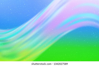 Light Blue, Green vector layout with cosmic stars. Glitter abstract illustration with colorful cosmic stars. Pattern for astrology websites.