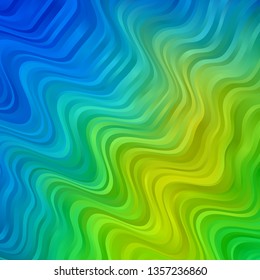 Light Blue, Green vector layout with curves. Colorful abstract illustration with gradient curves. Template for cellphones.