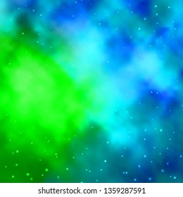 Light Blue, Green vector layout with bright stars. Colorful illustration in abstract style with gradient stars. Design for your business promotion.