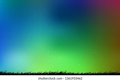 Light Blue, Green vector layout with cosmic stars. Shining colored illustration with bright astronomical stars. Smart design for your business advert.