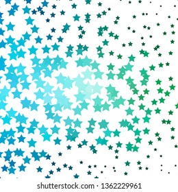Light Blue, Green vector layout with bright stars. Colorful illustration with abstract gradient stars. Pattern for new year ad, booklets.