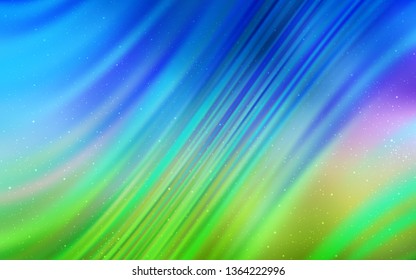 Light Blue, Green vector layout with cosmic stars. Glitter abstract illustration with colorful cosmic stars. Pattern for astrology websites.