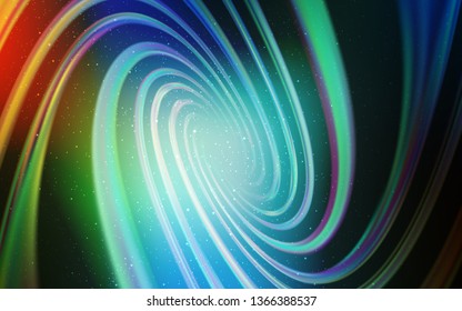 Light Blue, Green vector layout with cosmic stars. Glitter abstract illustration with colorful cosmic stars. Best design for your ad, poster, banner.