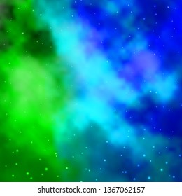 Light Blue, Green vector layout with bright stars. Colorful illustration in abstract style with gradient stars. Pattern for new year ad, booklets.