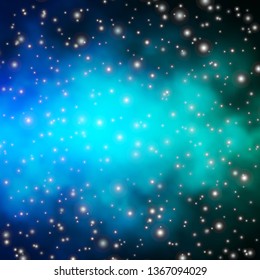 Light Blue, Green vector layout with bright stars. Shining colorful illustration with small and big stars. Design for your business promotion.