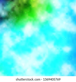 Light Blue, Green vector layout with bright stars. Blur decorative design in simple style with stars. Best design for your ad, poster, banner.