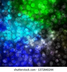 Light Blue, Green vector layout with circles. Abstract decorative design in gradient style with bubbles. Design for posters, banners.