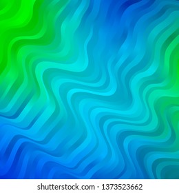 Light Blue, Green vector layout with circular arc. Colorful abstract illustration with gradient curves. Template for cellphones.