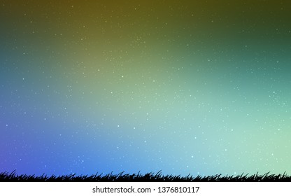 Light Blue, Green vector layout with cosmic stars. Blurred decorative design in simple style with galaxy stars. Best design for your ad, poster, banner.