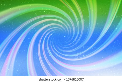 Light Blue, Green vector layout with cosmic stars. Blurred decorative design in simple style with galaxy stars. Pattern for astronomy websites.