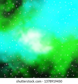 Light Blue, Green vector layout with bright stars. Colorful illustration in abstract style with gradient stars. Best design for your ad, poster, banner.