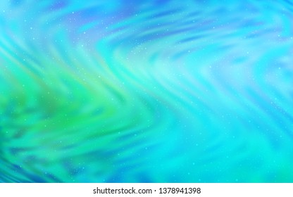 Light Blue, Green vector layout with cosmic stars. Shining colored illustration with bright astronomical stars. Smart design for your business advert.