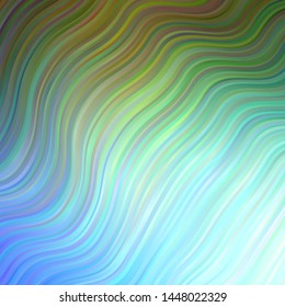 Light Blue, Green vector layout with circular arc. Bright sample with colorful bent lines, shapes. Pattern for ads, commercials.