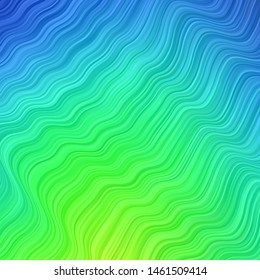 Light Blue, Green vector layout with wry lines. Colorful geometric sample with gradient curves.  Pattern for websites, landing pages.