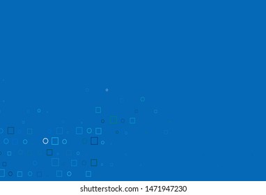 Light Blue, Green vector layout with circle spots, cubes. Decorative design in abstract style with circles, rectangles. Template for your brand book.