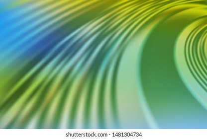 Light Blue, Green vector layout with wry lines. A shining illustration, which consists of curved lines. Colorful wave pattern for your design.
