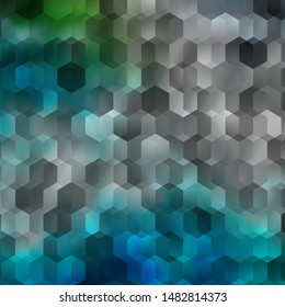 Light Blue, Green vector layout with hexagonal shapes. Colorful hexagons on blur backdrop. Design for website posters, banners.