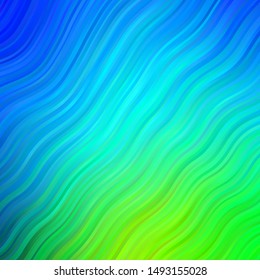 Light Blue, Green vector layout with circular arc. Colorful illustration with curved lines. Best design for your ad, poster, banner.