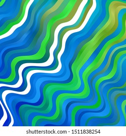 Light Blue, Green vector layout with curves. Bright illustration with gradient circular arcs. Best design for your ad, poster, banner.