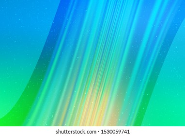 Light Blue, Green vector layout with cosmic stars. Shining illustration with sky stars on abstract template. Best design for your ad, poster, banner.