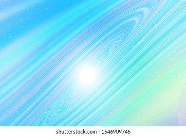 Light Blue, Green vector layout with cosmic stars. Blurred decorative design in simple style with galaxy stars. Best design for your ad, poster, banner.