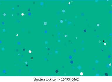 Light Blue, Green vector layout with circles, lines, rectangles. Illustration with set of colorful circles, triangles, squares. Pattern for busines ad, booklets, leaflets