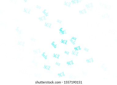 Light Blue, Green vector layout with discount of 30, 50, 90%. Colorful set of  percentage signs in simple style. Backdrop for super sales on Black Friday.