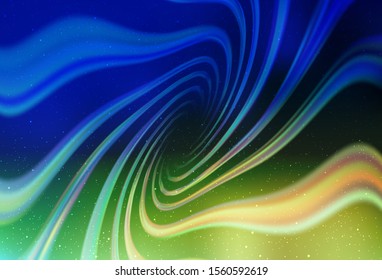 Light Blue, Green vector layout with cosmic stars. Shining illustration with sky stars on abstract template. Pattern for astronomy websites.